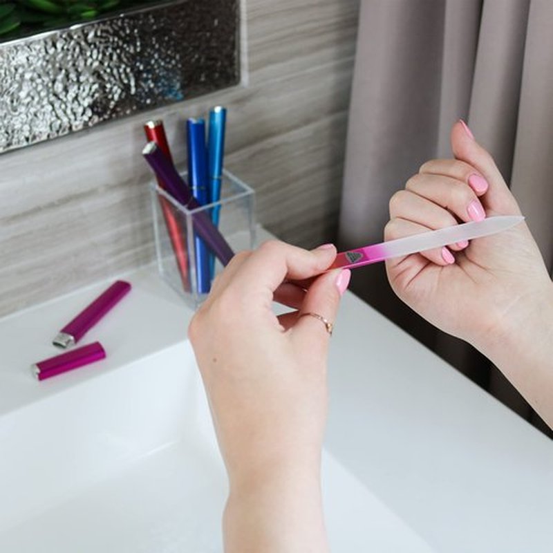 Czech Glass Files for Nails, 5PC Crystal Nail Filer Set. Trim, Shape and Smooth Nails with Bona Fide Beauty Czech Glass