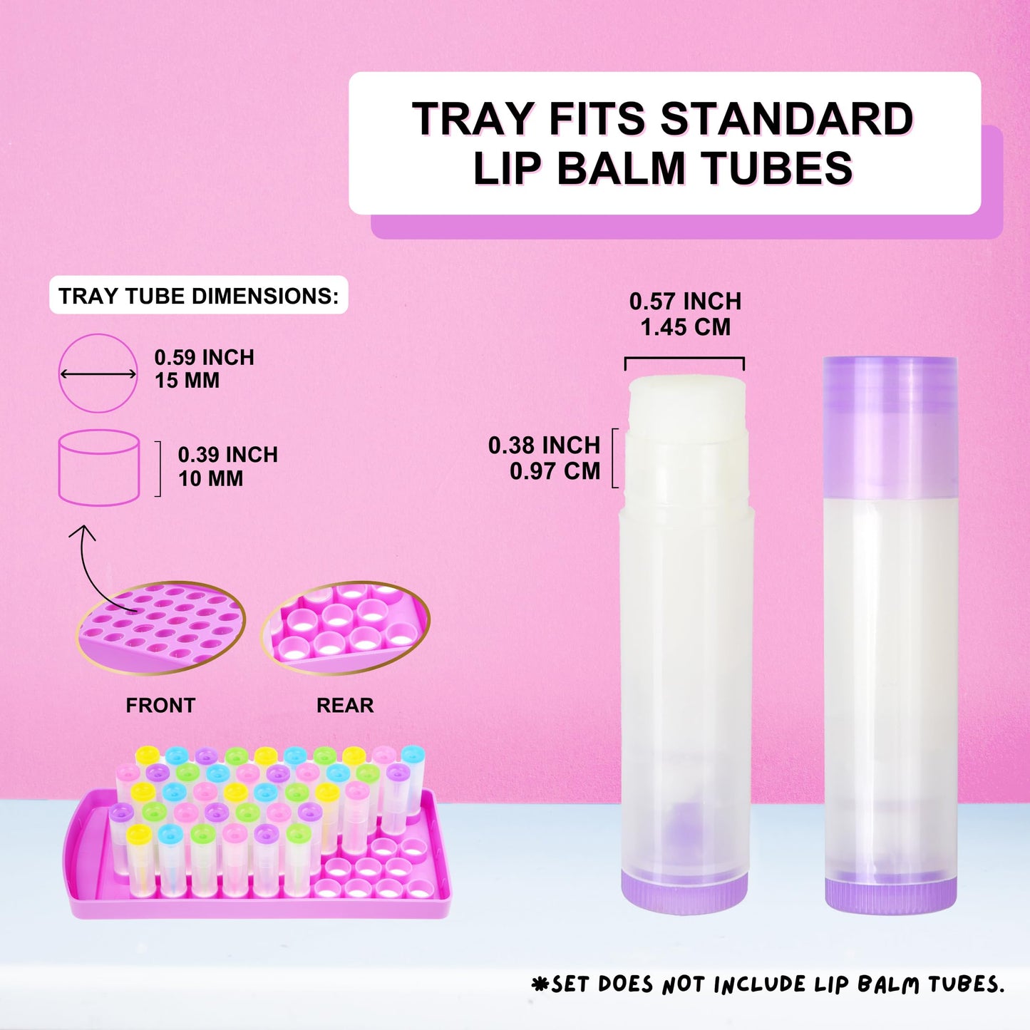 Kare & Kind Lip Balm Filling Tray and Spatula Set (2 Pack) – DIY Chapstick Mold Kit for 50 Standard 0.15 oz Containers, Reusable Heat-Resistant Cosmetic Making Tool