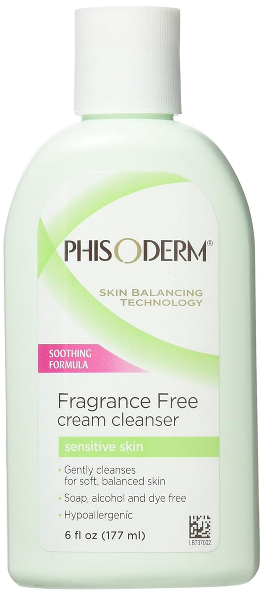 Phisoderm Fragrance-Free Cream Cleanser for Sensitive Skin - 6 oz Gentle Formula