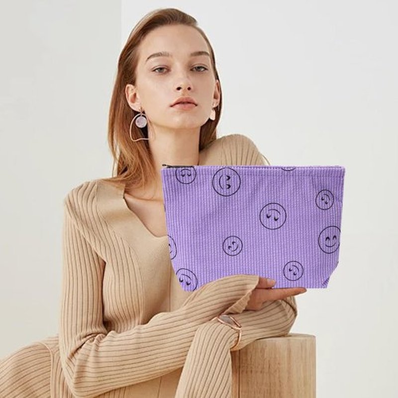 Wudimeitt Cosmetic bag Makeup bag Preppy Cute Corduroy Toiletry bag for women travel essentials (Full purple)