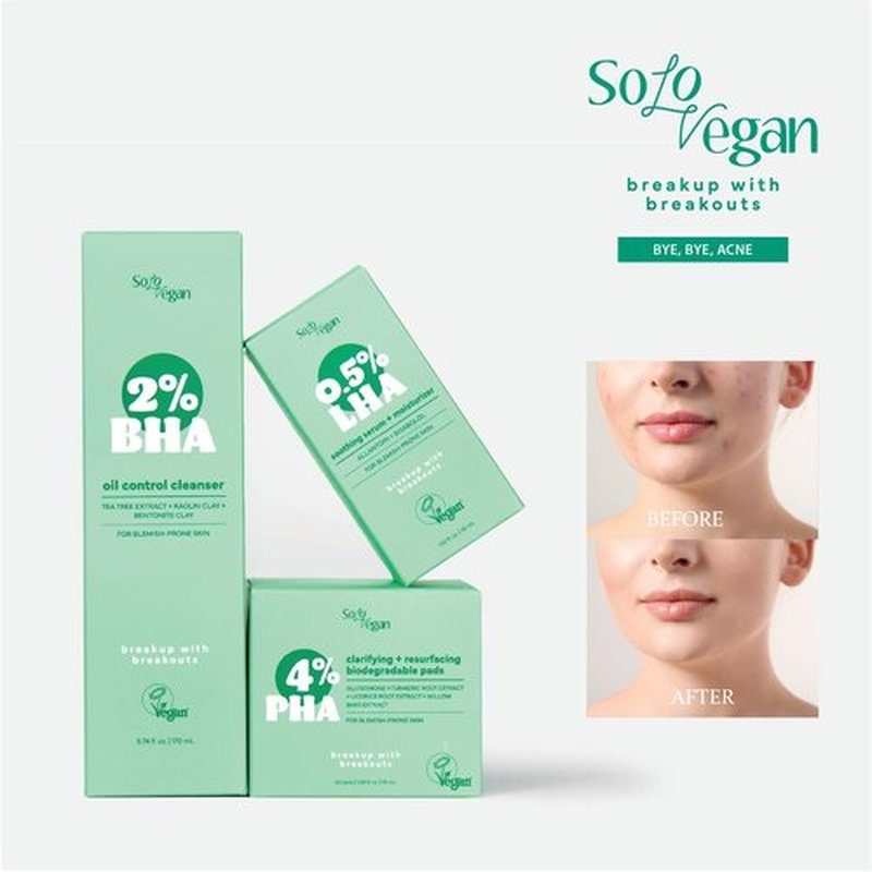 SoloVegan Mild Exfoliating Toner Pads, Serum, Blemish Patch, Cleansing Gel - Korean Skincare (1, PHA Toner Pads)