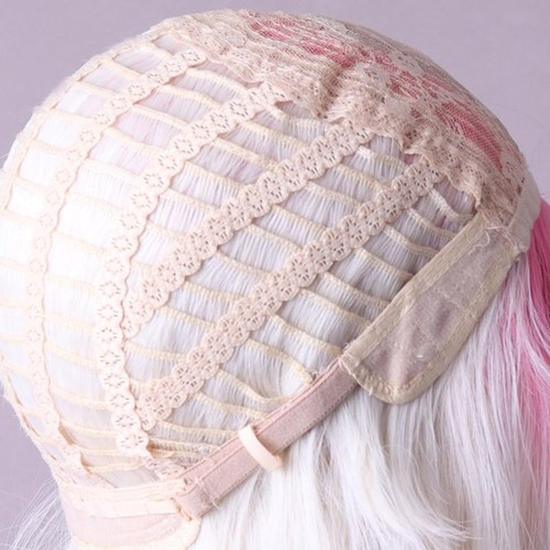 RightOn Hot Pink Wig Long Wavy Wig Ombre Hot Pink Wig with Bangs Pink Wigs with Wig Cap