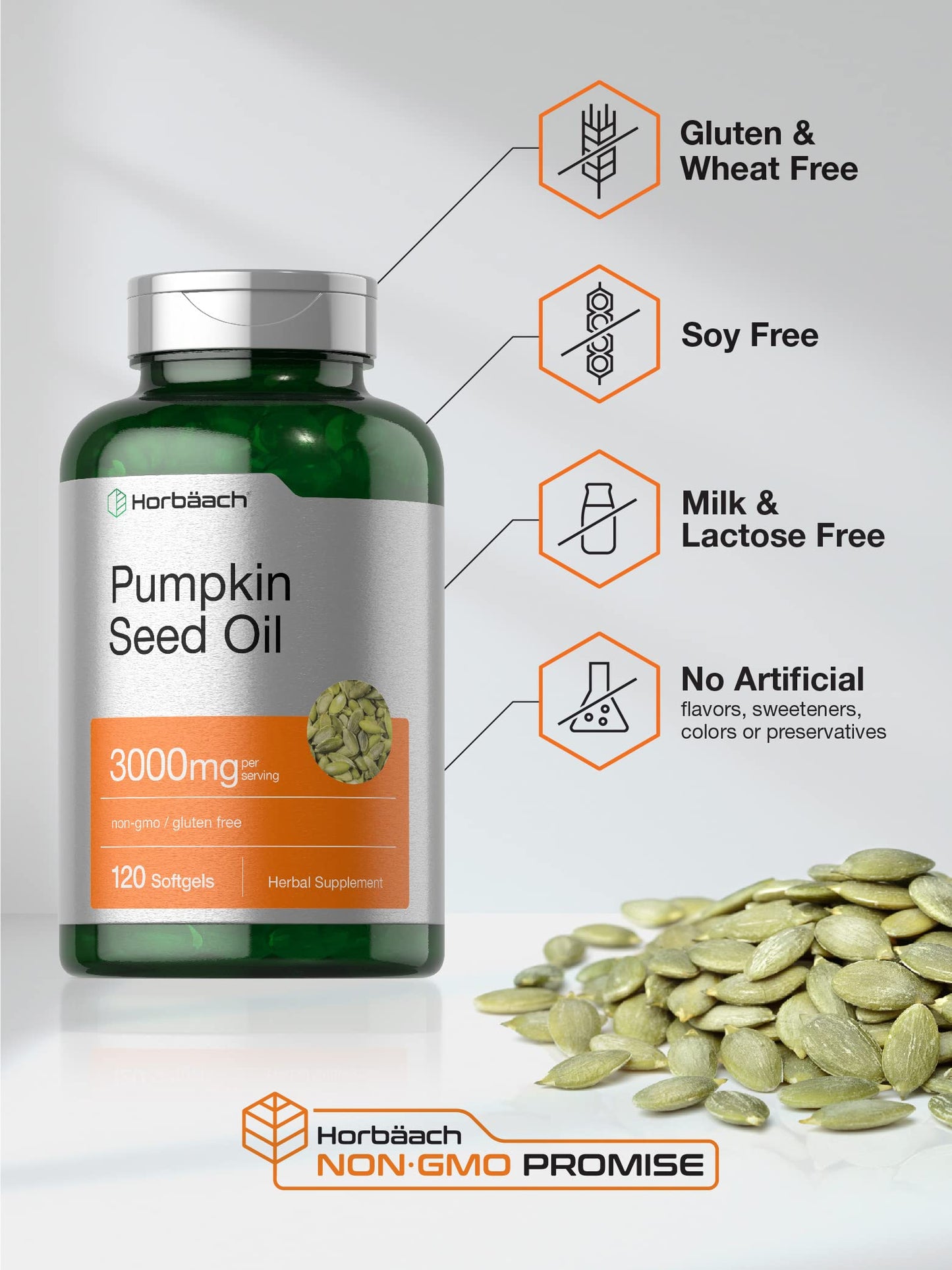 Horbäach Pumpkin Seed Oil 3000mg | 120 Softgel Capsules
