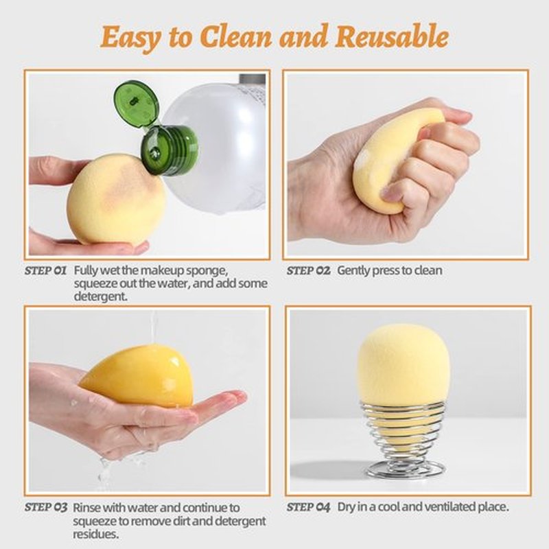 Makeup Sponge Set BS-MALL Blender Sponges 7 Pcs for Liquid, Cream, and Powder, Multi-colored with 1 Mini Makeup Sponge Pink (D-Yellow)