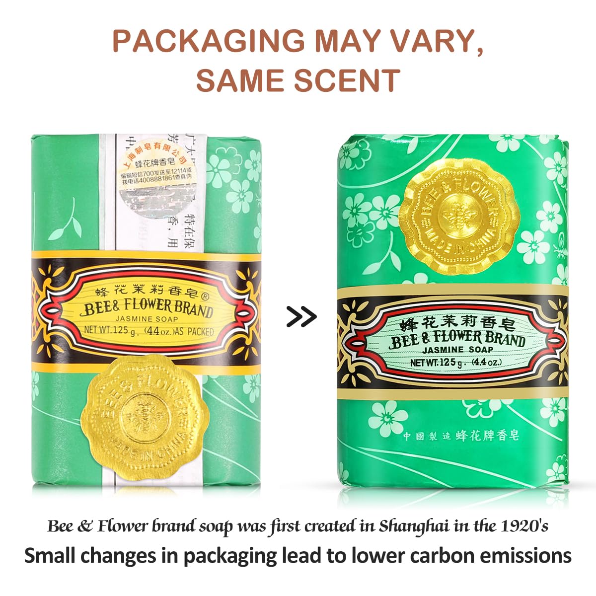 Bee & Flower Soap Bar Jasmine Soap Moisturizing Bath Bar Soaps Nourishes Your Skin 4.4 oz(Pack of 4)