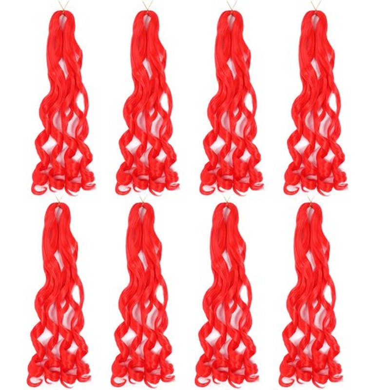 French Curly Braiding Hair 24 Inch 2 Packs - Pre Stretched Bouncy Braiding Hair- Loose Wavy Braiding Hair Synthetic Hair Extensions For Black Women(24 inch 2 packs Red)