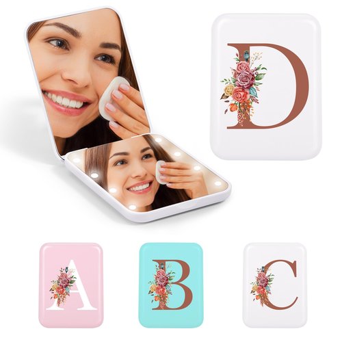 STINI Sister Gifts from Sister - Sister Birthday Gifts, Sister Gifts Ideas, Sister, Sister in Law Gifts, Compact White Lighted Makeup Mirror Initial D