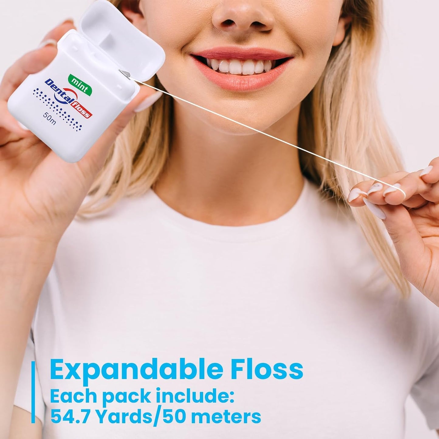 72 Pack Dental Floss - Mint Flavored Waxed Oral Care for Teeth Protection | 50m Each, Multicolor