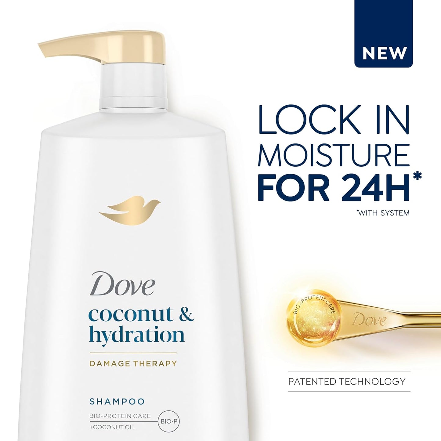 Dove Damage Therapy Shampoo 6-Pack, Coconut & Hydration, 24H Hydration for Revitalizing Dry, Damaged Hair, 12 Oz Ea