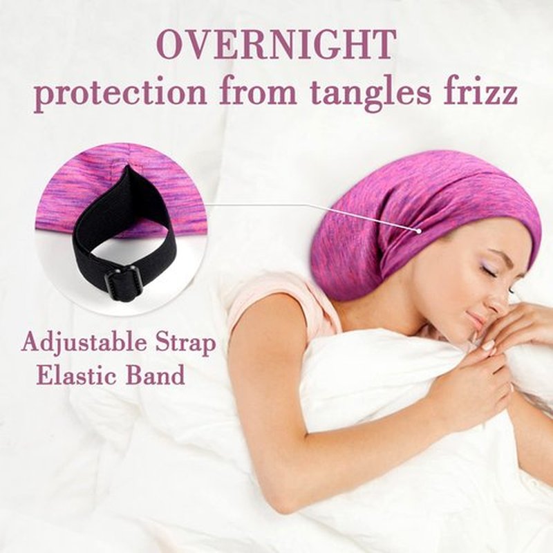 LULUSILK Mulberry Silk Bonnet for Sleeping Women, Real Silk Sleep Cap for Curly Hair and Braids, Pure Silk Head Wrap with Scrunchies, Hot Pink