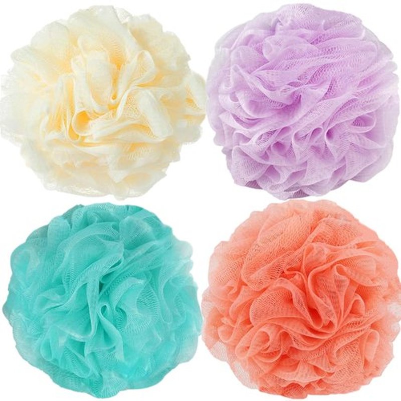Fu Store Loofah Sponge 70g/Piece Bath Sponges Shower Loofahs Mesh Balls for Body Scrubber Wash Exfoliating Bathroom Men Women - 4 Pack Scrubber Cleaning Loofah Bathing Accessories