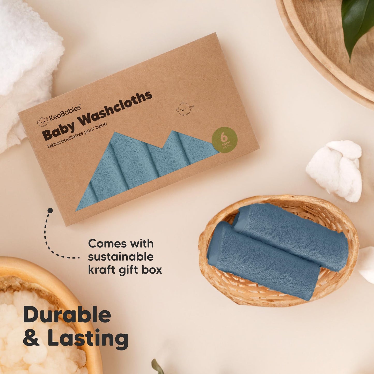 6-Pack Baby Washcloths, Soft Absorbent Washcloths for Face, Body (Depths)