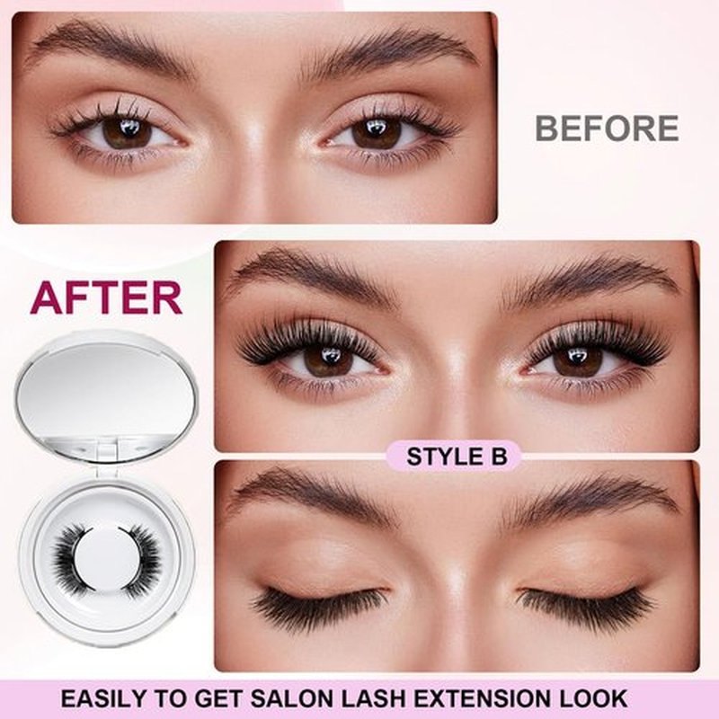 Lefleek Magnetic Lashes,Le Fleek Magnetic lashes,Magnetic Eyelashes with Applicator,Krafty Magnetic Eyelashes Natural Look No Glue or Liner Needed(Natural+Natural)