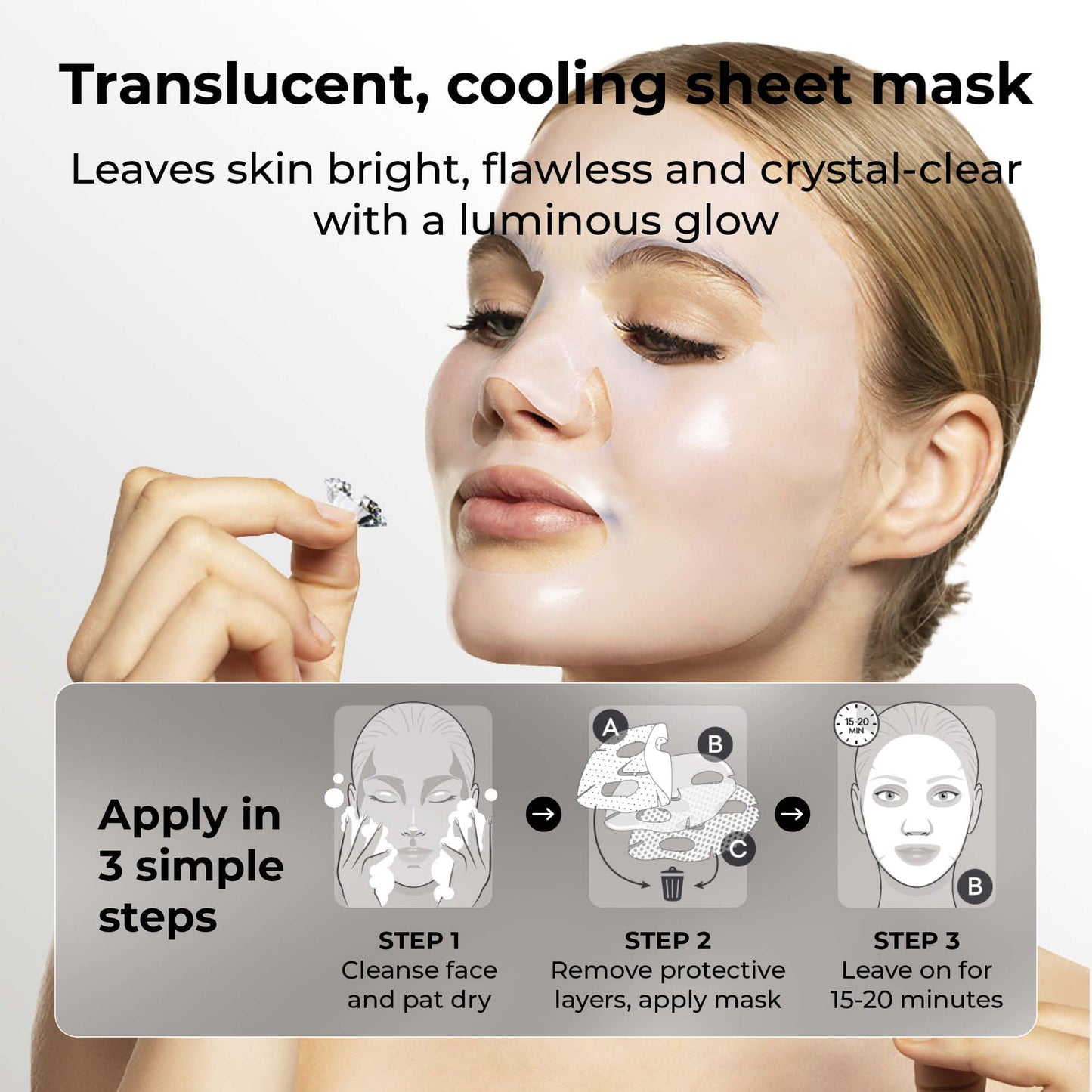 STARSKIN - Premium Korean Skin Care Bio-Cellulose Face Mask - Formulated with Fermented, Vitamin-Rich Coconut Juice - Soaked in Creamy Serum infused with Diamond Dust and Rare Botanicals - 40g, 1.4 Oz