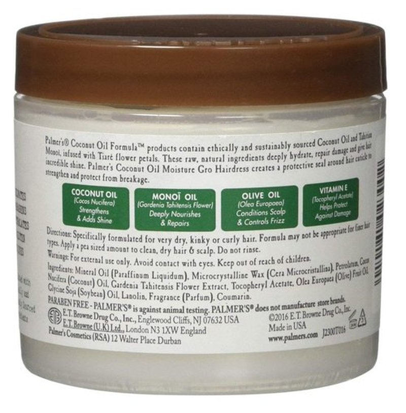 Palmers Coconut Oil Moisture Gro Hairdress Jar 5.25 Ounce (155ml) (Value Pack of 2)