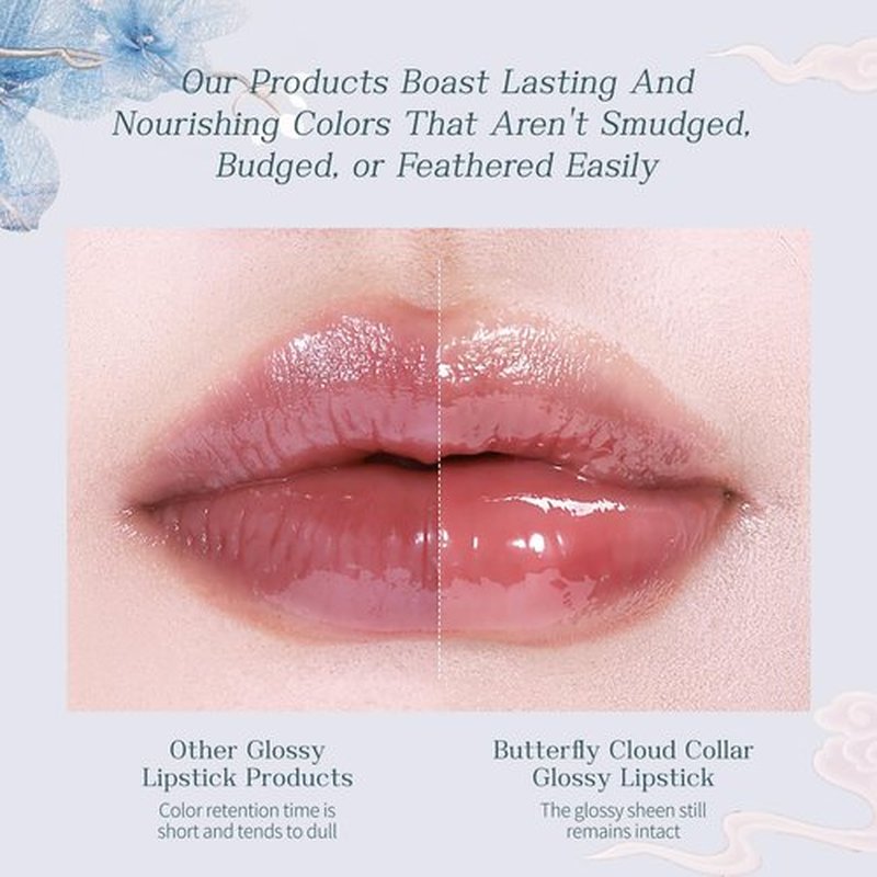 Flower Knows Butterfly Cloud Collar Glossy Lipstick-Moisturizing Tinted Lip Balm-Hydrating Lip Gloss in Balm-Long Lasting Lip Makeup for Girls&Women,Vegan & Cruelty-Free(C07 Red Bean,0.12 Ounce)