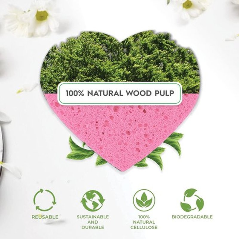 60-Count Compressed Facial Sponges, 100% Natural Cosmetic Spa Sponges for Facial Cleansing, Exfoliating Mask (Pink Heart)