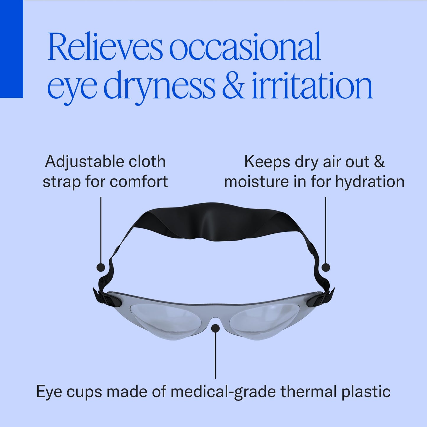 Eyeseals Hydrating Sleep Mask - Clear - Eye Masks for Sleep to Block Dry Air - Retains Moisture to Soothe Dry, Irritated Eyes and Provides Eye Care Overnight - CPAP Compatible, Latex-Free