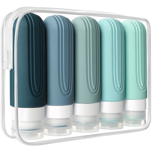 CHEODIN Travel Bottles for Toiletries, 5 Pack TSA Approved Travel Size Containers, 3oz Leak Proof Refillable Travel Accessories for Shampoo Conditioner, BPA Free Travel Bottles with Toiletry Bag