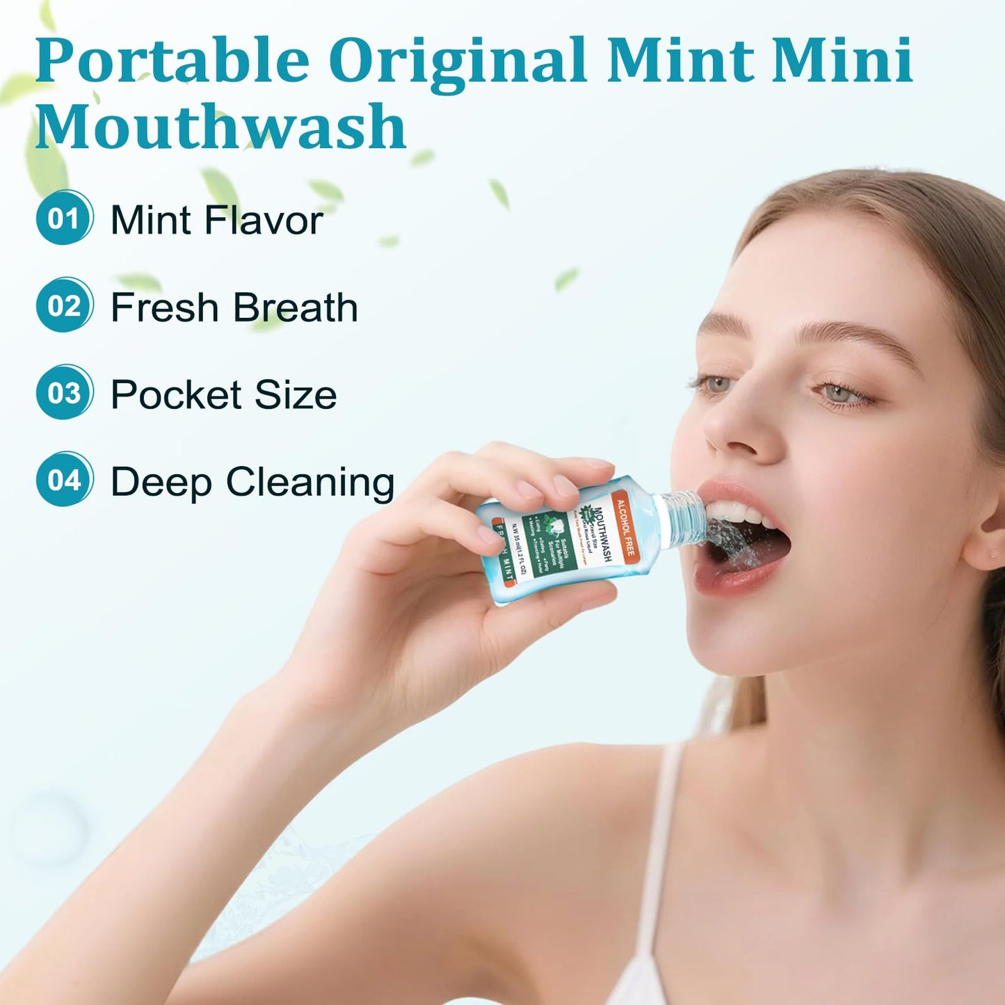 Mini Mouthwash Travel Size Bulk Pack of 50,Portable Mint Mini Mouthwash Bulk 35ml/1.2 Fl Oz Individual Small Mouth Wash for Travel,Hotel,Office,Toiletry Kits