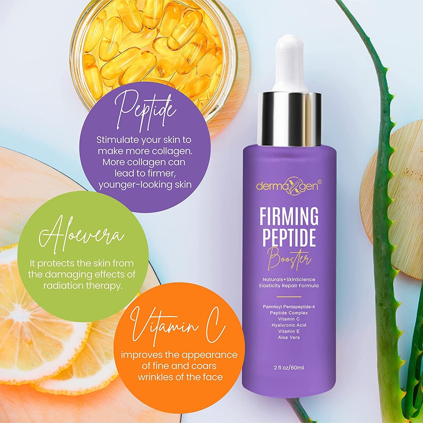 DERMAXGEN - Peptide Complex Serum + MATRIXYL 3000 ORGANIC HYALURONIC - Powerful Triple Combination Serum Anti Aging & Wrinkles - Heals and Repairs Skin Set - 2 FL OZ
