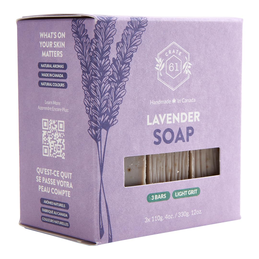 Crate 61, Natural Bar Soap, Vegan, Lavender, Handmade Soap With Premium Essential Oils, Cold Pressed Face And Body Bar For Men And Women (4 oz, 3 Bars) Lavender 3 Pack