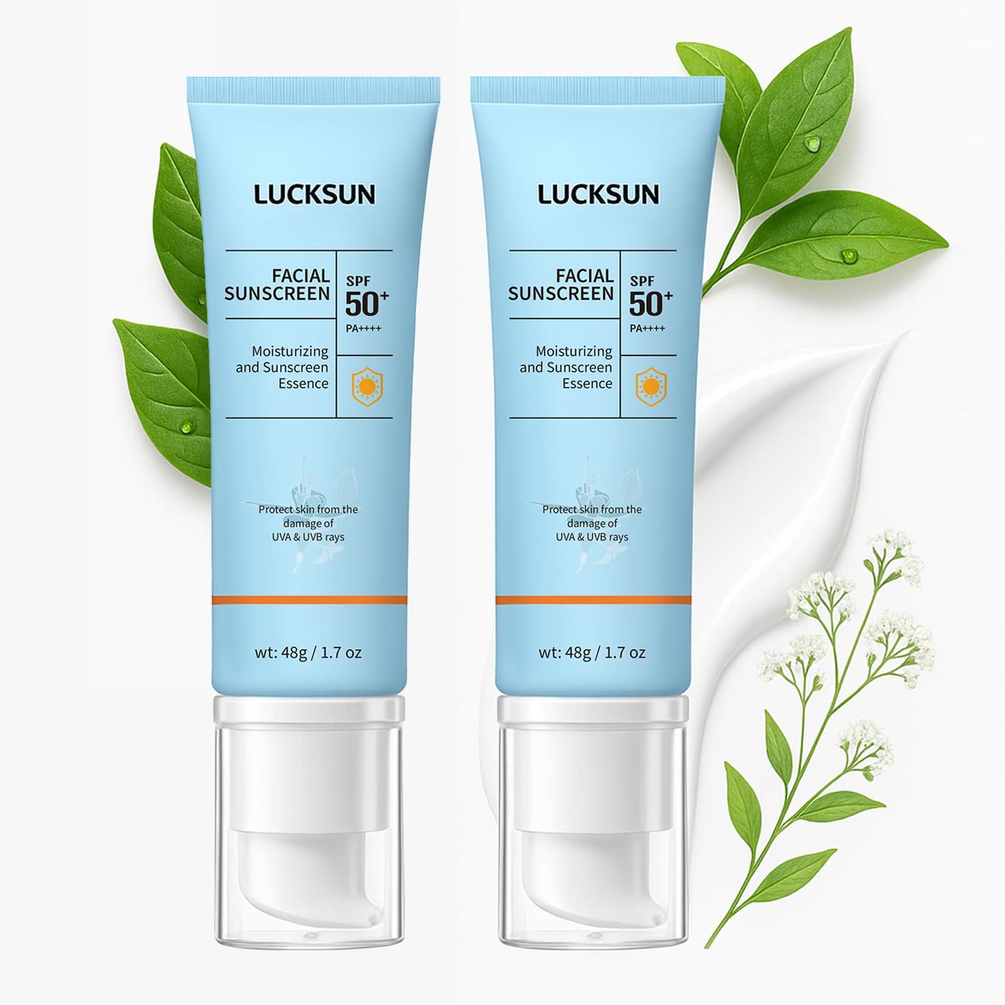 Tinted Sunscreen for Face, Broad Spectrum UVA/UVB SPF 50+++ Protection, Water-Resistant, Lightweight & Non-Greasy for Facial & Body, Travel Size Sunscreen, Daily Protection, 2 Pack