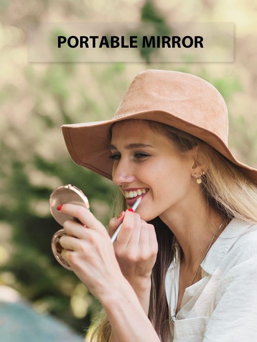 Getinbulk Compact Mirror Bulk, Pack of 6 Double-Sided 1X/2X Magnifying Metal Makeup Mirrors(Round, Rose Gold)
