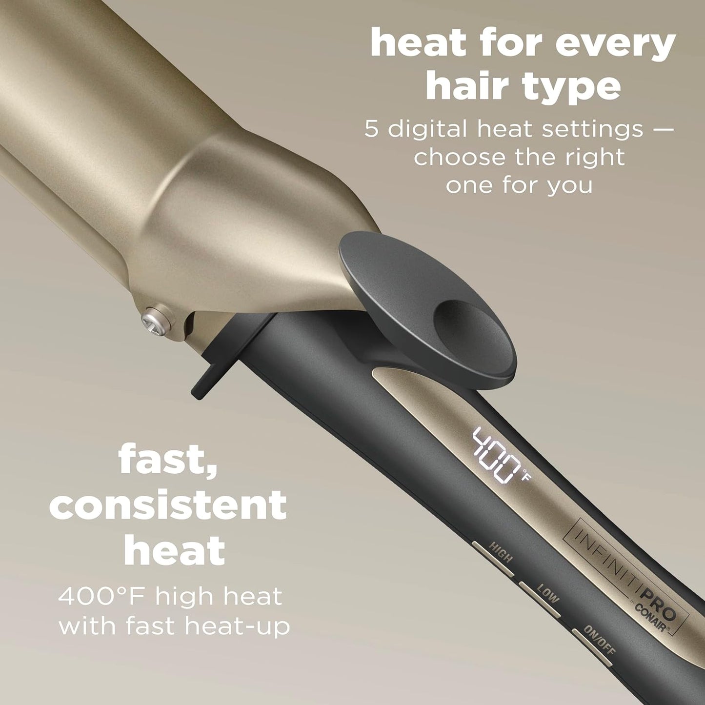 Tourmaline Ceramic Tapered Curling Wand - 1 1/4" to 3/4" for Beachy Waves