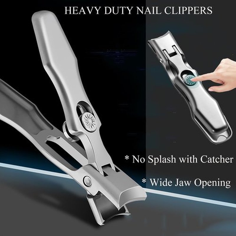 Thick Nail Clipeprs, Heavy Duty Large Toenail Clippers Wide Jaw and Angled Head Nail Clippers for Thick Nails, Nail Clippers with Slanted Curved Blade for Seniors, Men and Women (Black)