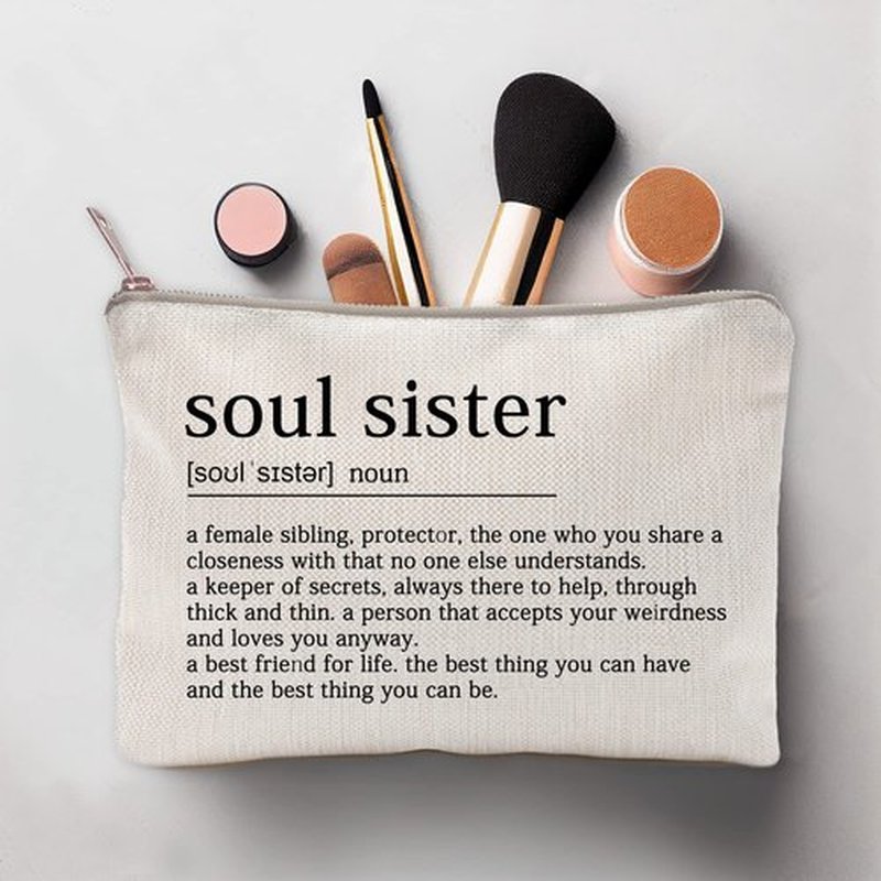 You Are Loved You Are Enough Makeup Case Self-Worth Cosmetic Bag Positive Affirmation Toiletry Bag Gift Motivation Quotes Sister Gift (Soul Sister)