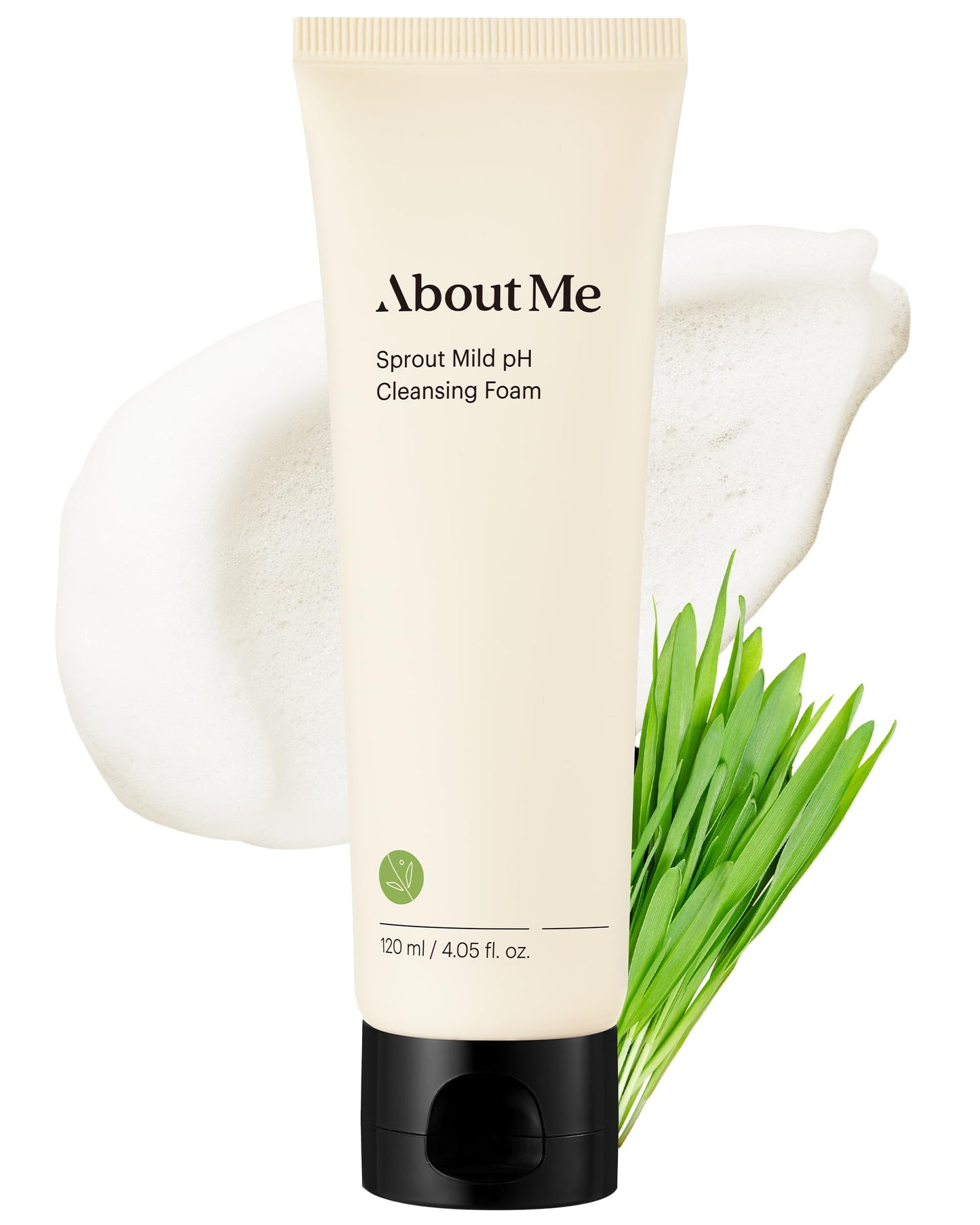 About Me Korean Low pH Amino Acid Cleansing Foam - 35% Sprout Complex + 7 Hyaluronic Acid Forms, Wheat Broccoli Alfalfa Sprouts, Cream-to-Foam Sulfate Free, Vegan Reef Safe, 4.05 fl oz