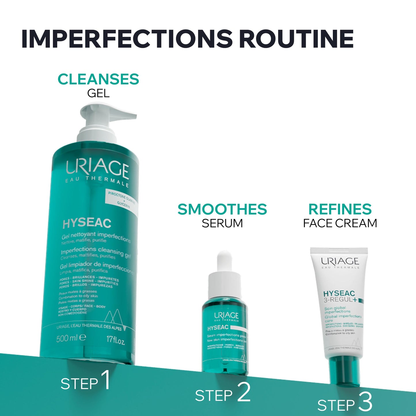 Uriage Hyseac Renewing Serum 5.8% AHA Zinc 30ml Exfoliating Serum for New Skin Blemishes for Adult Breakouts Oily and Normal Skin Refines and Minimizes Pores