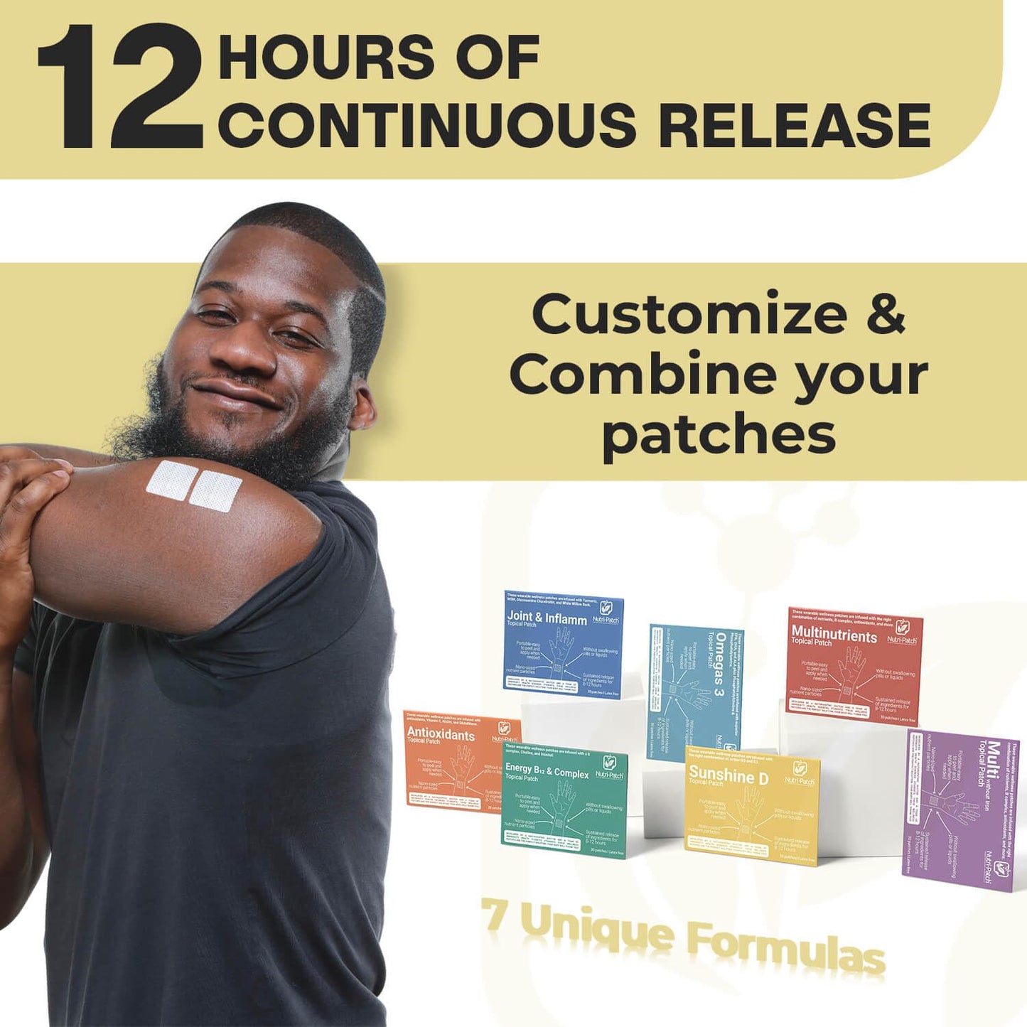 NUTRI-PATCH Sunshine D Topical Patch, Infused with D3, K2, Magnesium, 30 Count