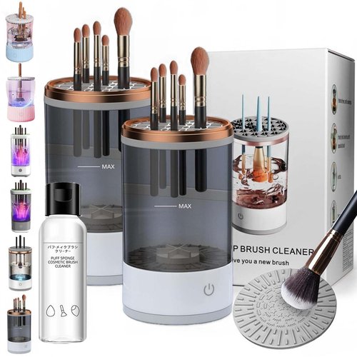 The Cozy Luna, Cozy Luna, The Cozy Luna Brush Cleaner, Cosmetic Brush Cleaner, Waterproof Automatic Makeup Brush Cleaner for Makeup Brush Set (Plug-in,2PCS-Black)