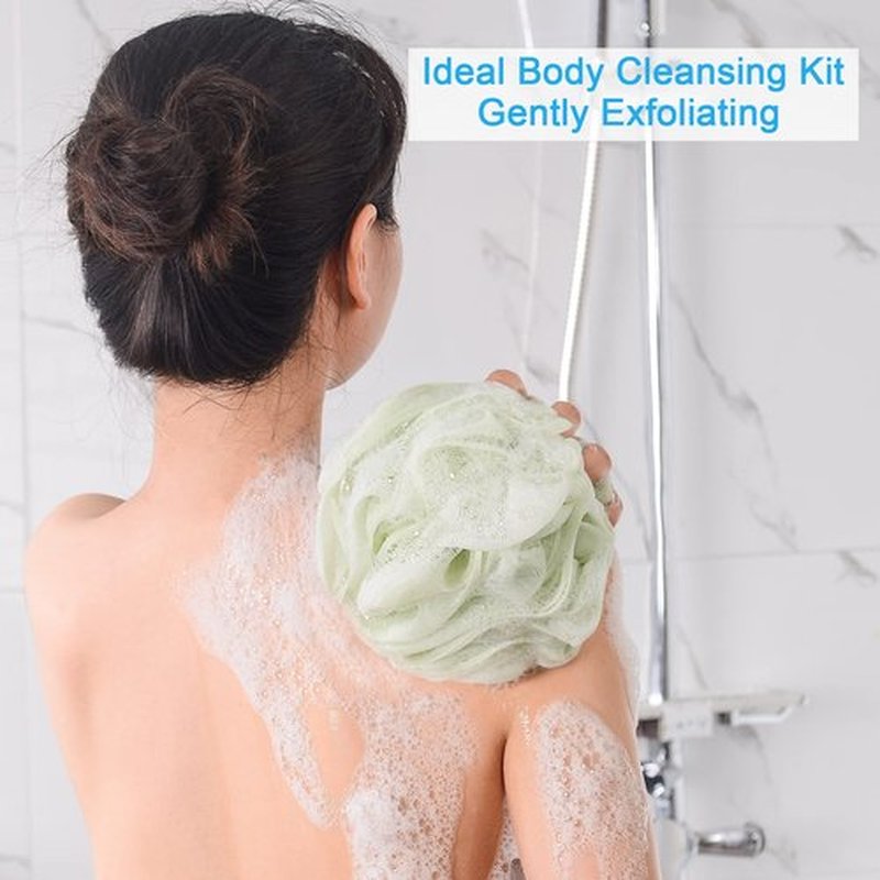 AmazerBath Loofah Sponge 75g/Piece, Exfoliating Bath Sponge Body Scrubber - Loofa Set of 4 Neutral Colors (Large)
