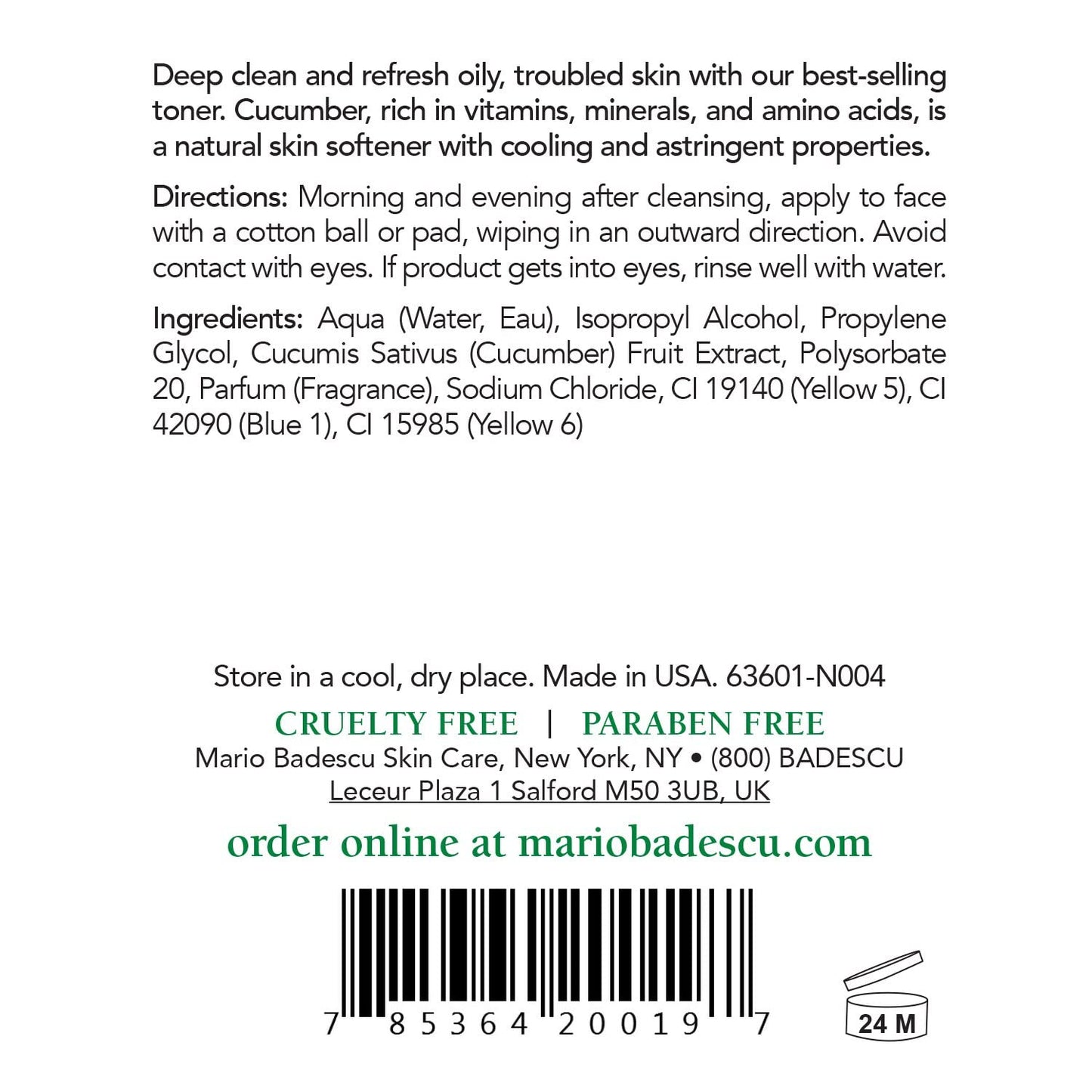 Mario Badescu Special Cucumber Lotion | Non-Drying & Non-Irritating Facial Toner for Removing Excess Oil & Drying Up Breakouts | Revitalizing, Clarifying Astringent for Face | 8 Fl. Oz.