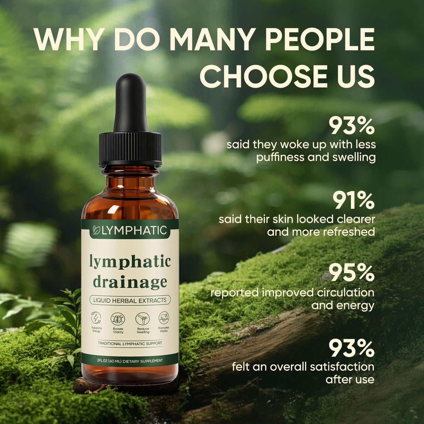 Lymphatic Drainage Drops, Bloat Relief & De-Puff, Immune & Lymph System Support Supplement, – Cleavers, Red Clover, Stillingia Root & Prickly Ash Bark, Fluid Retention, Vegan & Alcohol-Free, 2 Fl Oz