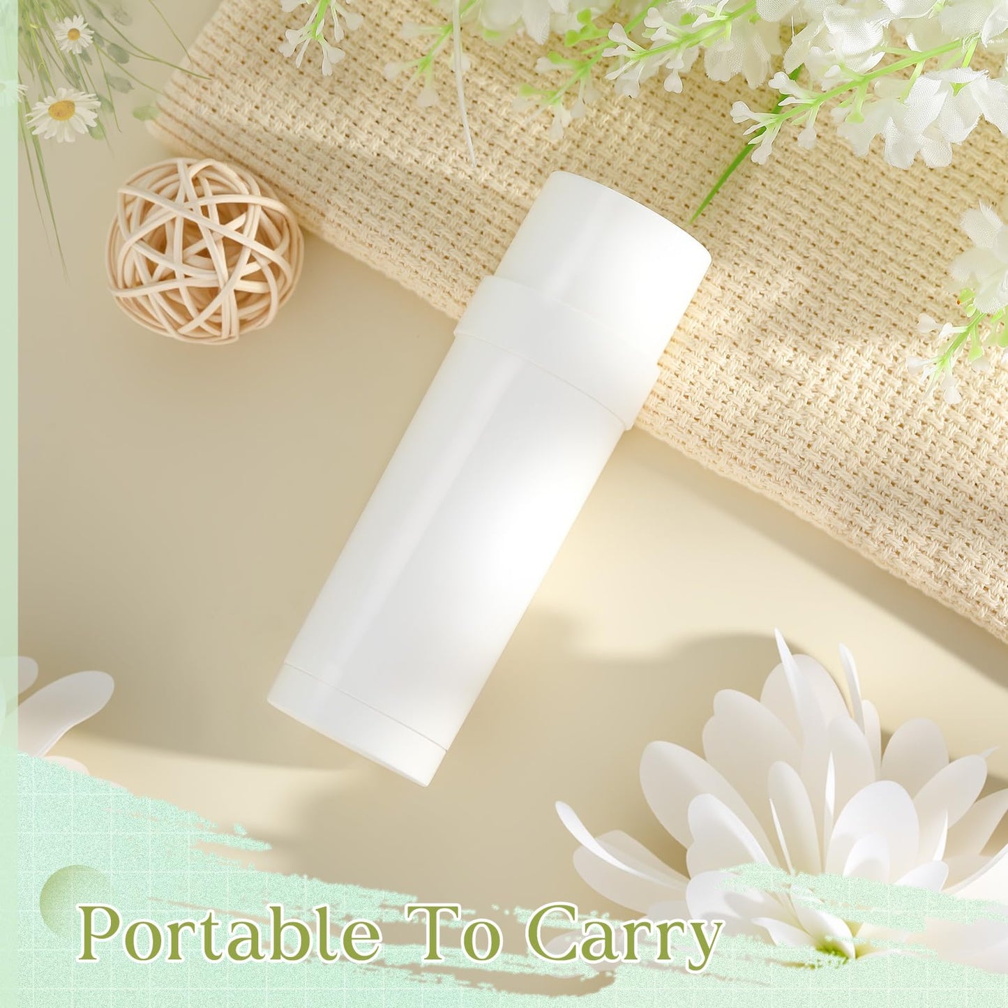 Teenyyou 30 Pcs 60ml/2oz Empty Deodorant Containers Twist Up Filling Bottle Refillable Plastic Deodorant Holder Tube for Homemade Lipstick Sunscreen Balm Lotion Bar (White)