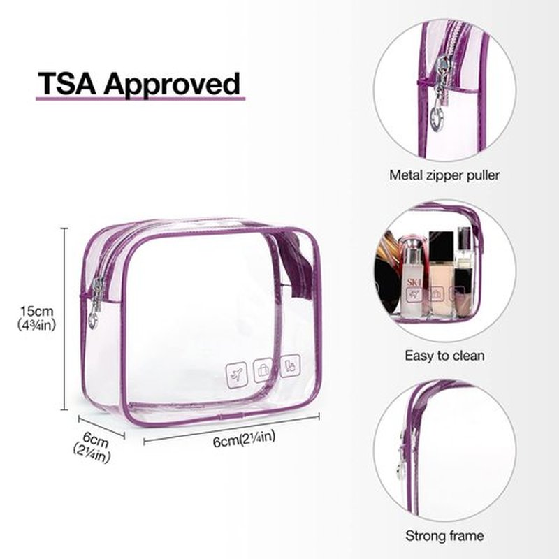 BAGSMART Toiletry Bag Hanging Travel Makeup Organizer with TSA Approved Transparent Cosmetic Bag Makeup Bag for Full Sized Toiletries, Large-Purple
