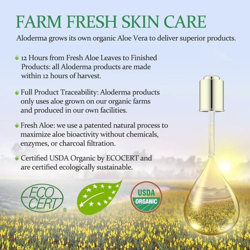 Aloderma 99% Organic Aloe Vera Gel Made within 12 Hours of Harvest, Refreshing Travel Size Aloe Vera Gel for Face & Body, Cooling & Soothing Support for Skin & Sunburn, Hydrating Aloe Gel, 1.5oz - 2ct