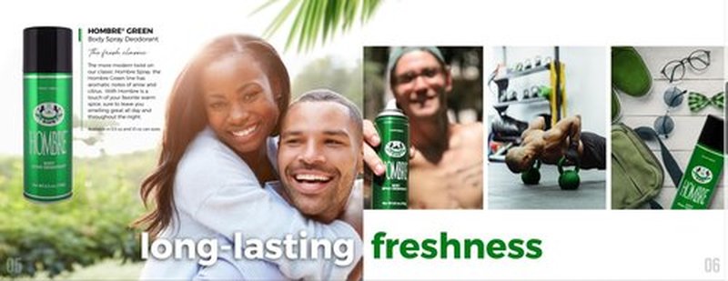 Hombre Green Deodorant Fresh Body Spray for Men 5.5Oz -156g