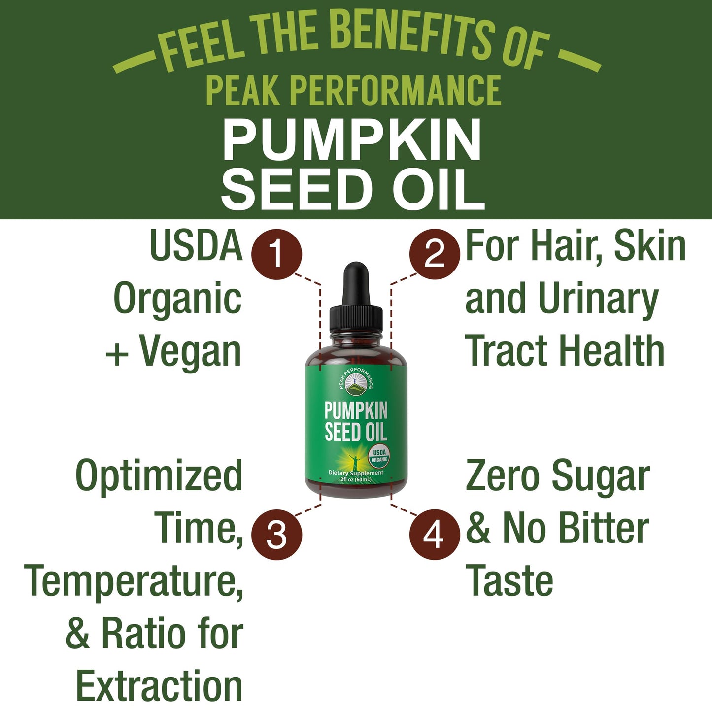 Pumpkin Seed Oil. USDA Organic Vegan Liquid Drops Extract for Women and Men. Supplement for Hair Growth, Skin Health, UT, Prostate Support. Zero Sugar, Gluten Free. Take Orally No Capsules