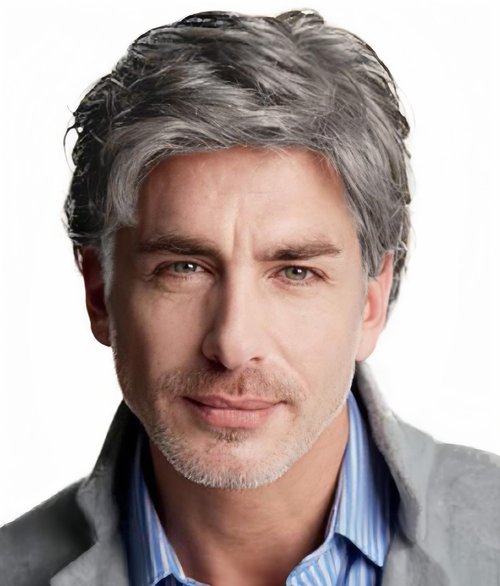 Dai Cloud Grey Mens Wig Short Side Part Natural Hair Wig for Men Fluffy Synthetic Heat Resistant Male Guy Wig