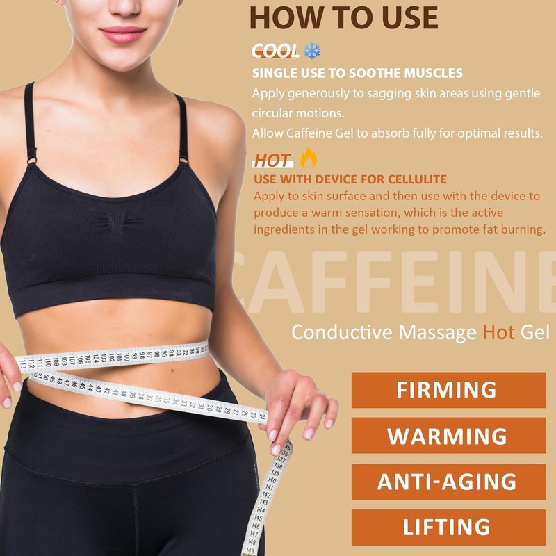Conductive Gel for Body Sculpting - Caffeine Firming Hot Gel with Niacinamide & Botanical Extracts | 500ML, Paraben-Free