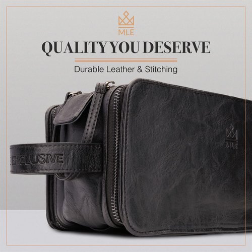 Leather Toiletry Bag for Men, Gift For Men, Mens PU Leather Shaving Bag, Leather Dopp Kit for Men, Toiletry Bag, Mens Travel Toiletry Bag, Hygiene & Grooming Kit Organizer, Cruelty-Free Leather