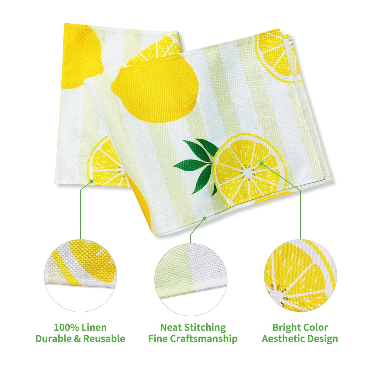 Rotumaty Lemon Table Runner Kitchen Decor - Yellow and White Stripes Lemon Table Decorations Summer Spring Seasonal Home Decor for Dining Table Farmhouse Party 13 × 72 Inch