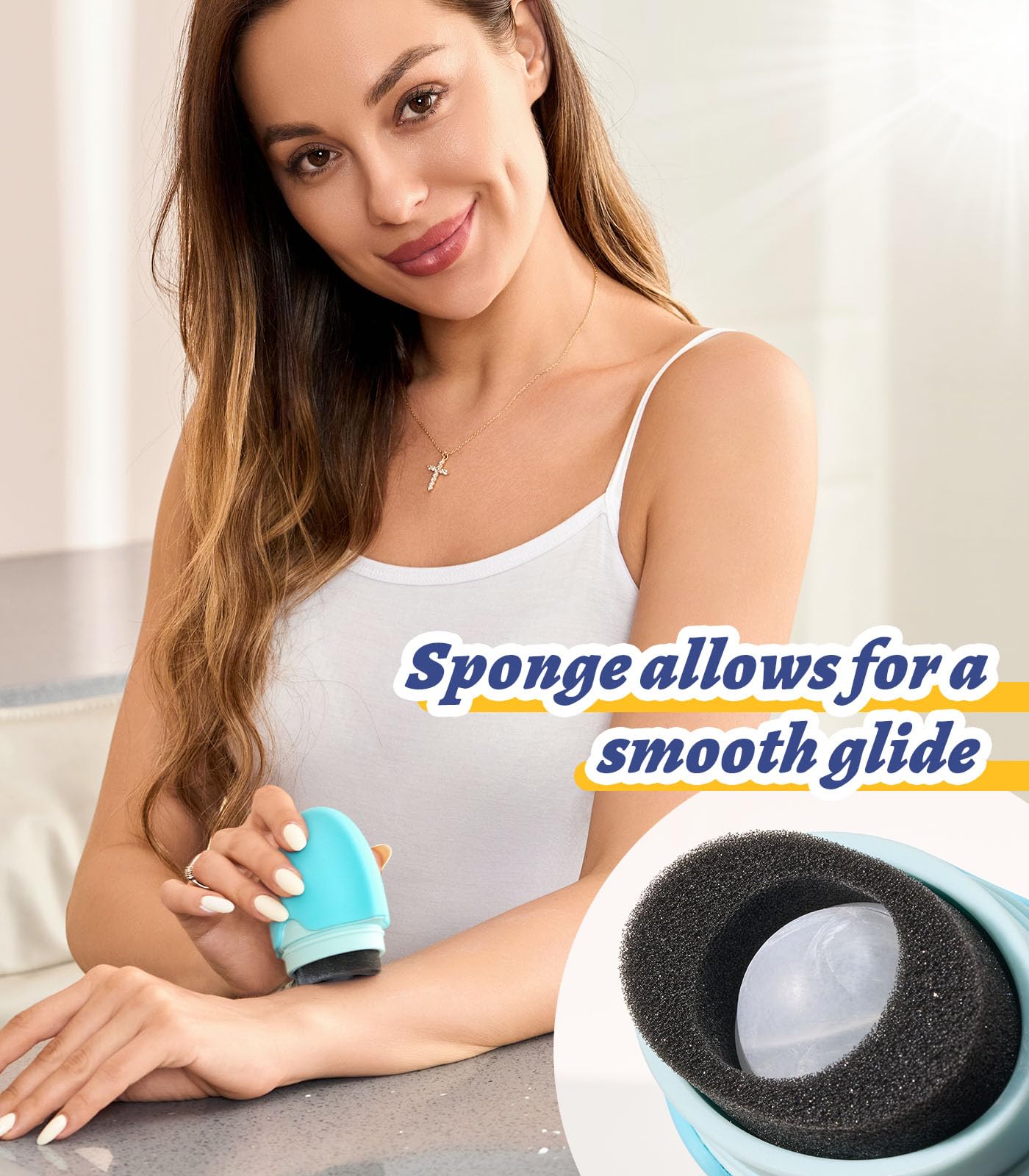 Sunscreen Applicator, Refillable Roll On Sponge Sunscreen Applicator for Kids, BPA-Free Silicone Lotion Applicator for Sunscreen, Body Lotion, Perfect for Travelers Women