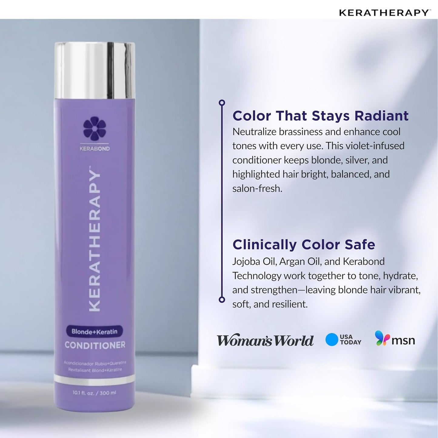 Keratin Infused Violet Toning Conditioner for Blonde Hair - 10.1 fl. oz - Sulfate & Paraben Free