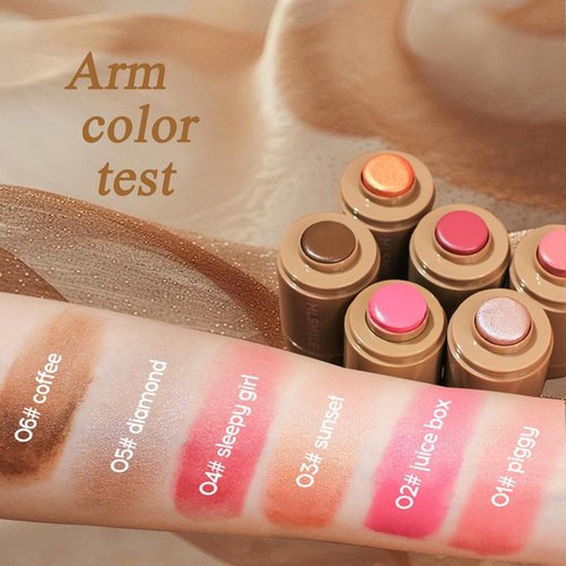 Pocket Blush Stick, 3-In-1 Natural Matte Blush Cream Blush Stick for Eyes, Cheeks & Lips, Blends Perfect for Skin Portable Multipurpose Long Lasting Waterproof and Sweatproof for Women (01)